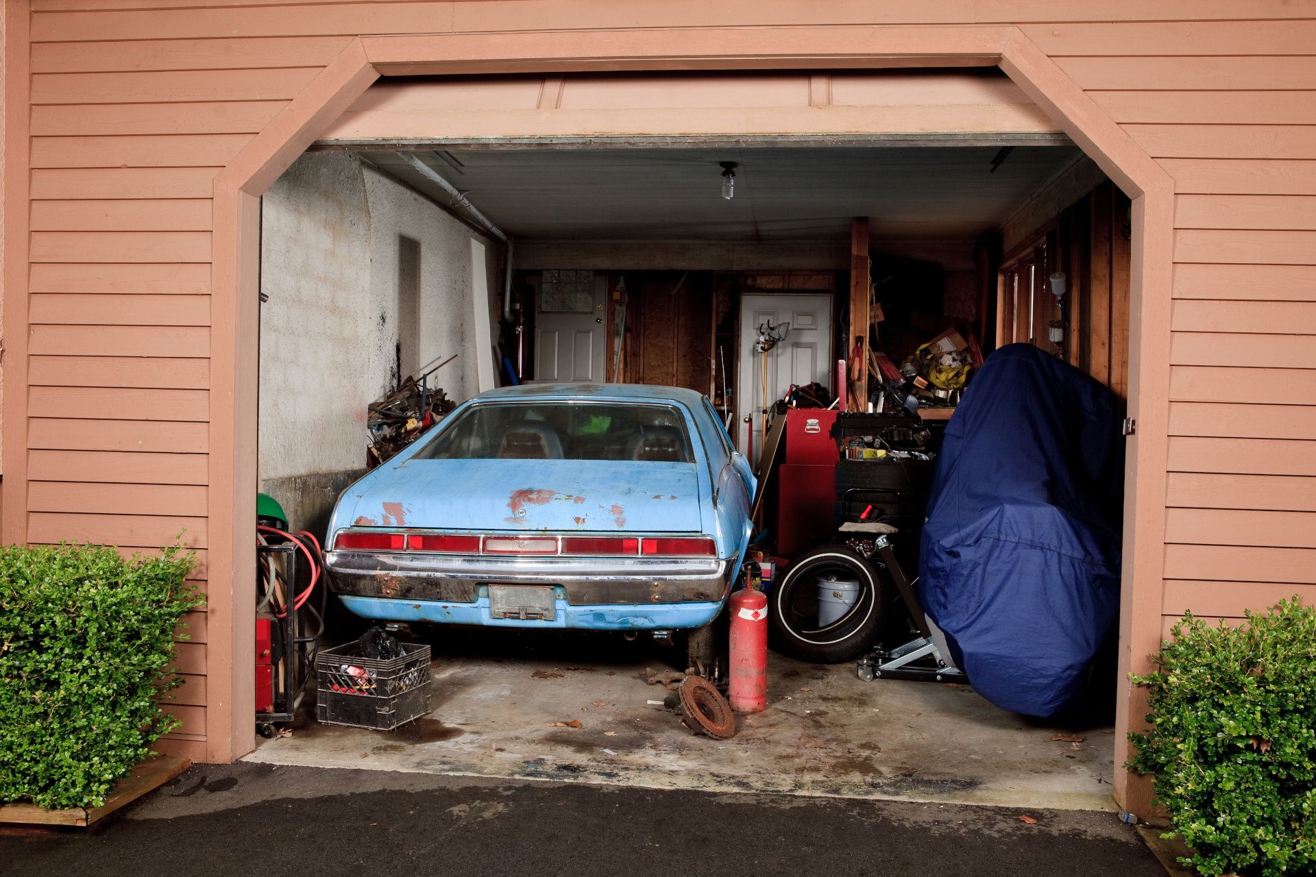 Cluttered Home Car garage