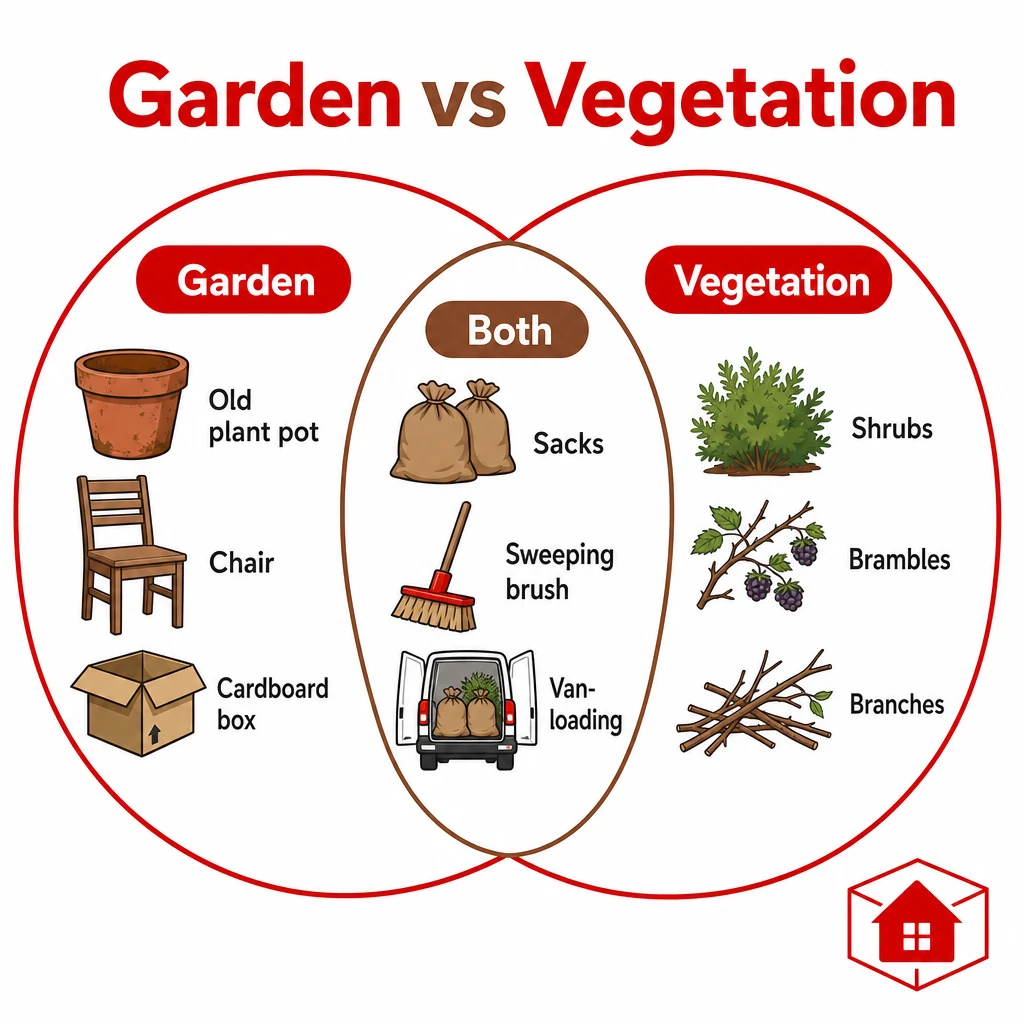 Graphic comparing garden clearance, vegetation clearance and shared tasks.